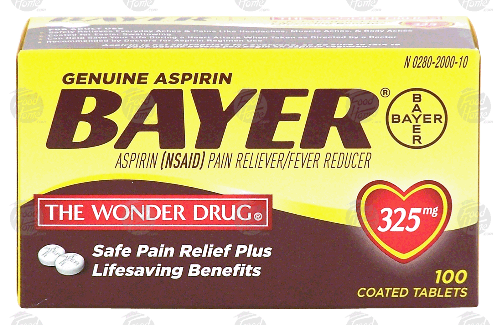 Bayer&nbsp;Genuine&nbsp;pain reliever/fever reducer, coated tablets, 325mg Full-Size Picture